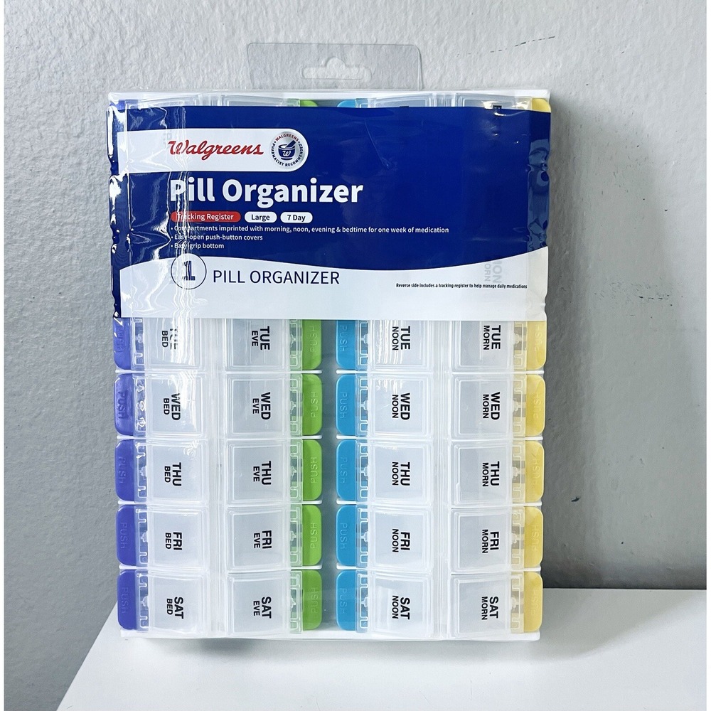 Walgreens Large 7-Day Pill Organizer with 28 Compartments New Sealed